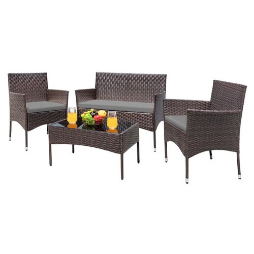 Sweet furniture طاولة رattan بني من سويت فرنيتشر بدون زجاج