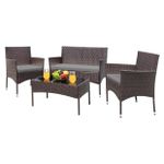 Sweet furniture طاولة رattan بني من سويت فرنيتشر بدون زجاج