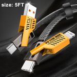 كابل شحن أصلي 4*1 USB A/USB C إلى النوع-C وLightning بقوة شحن سريعة 65 واط