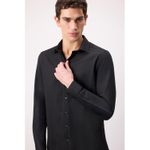 Man Smart Casual Woven Top - Black