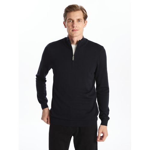 Funnel Neck Long Sleeve Men's Knitwear Sweater