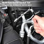 Mythco 46 Pieces 1/4 Inch Drive Socket Ratchet Wrench Set Black
