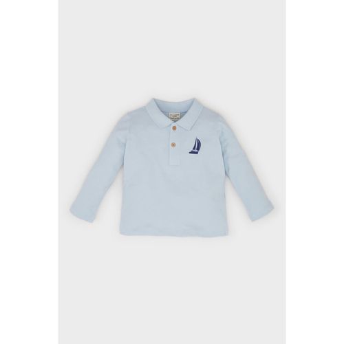 Baby Boy Polo Neck Regular Fit Long Sleeve T-Shirt - Lt.Blue