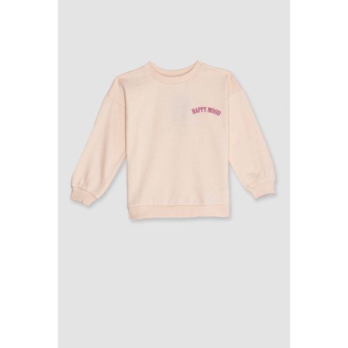 Baby Girl Bike Neck Regular Fit Sweat Shirt - Sand