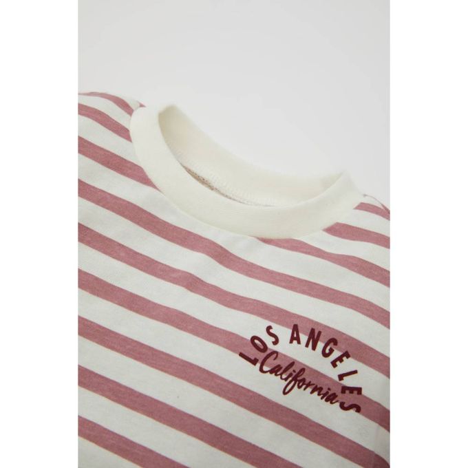 Baby Girl Bike Neck Regular Fit Long Sleeve T-Shirt - Ecru