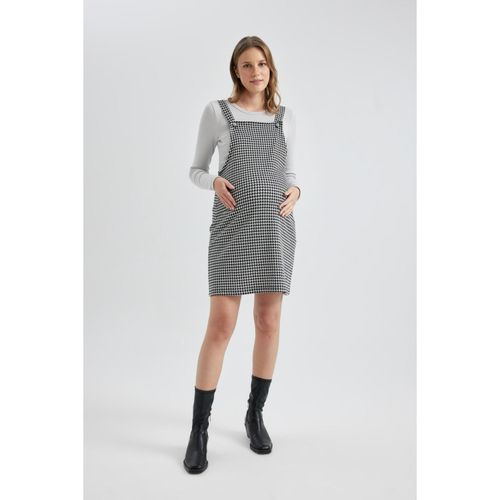 Regular Fit Patterned Maternity Mini Dungarees Dress