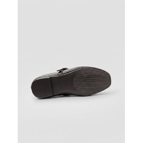 Women's Square Toe Ballet Flats With Buckle Detail