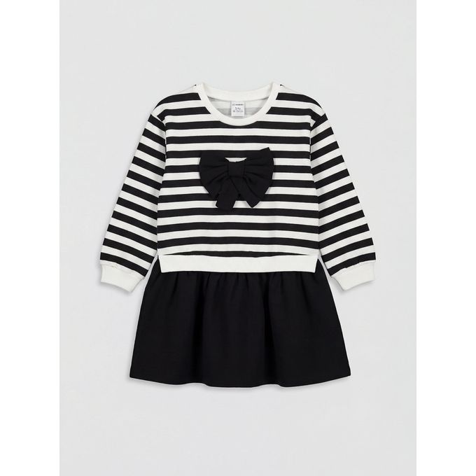 Girl's Long Sleeve Dress With Bow Detail