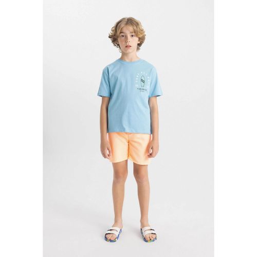 Boy Regular Fit Swim Shorts - Neon Orange