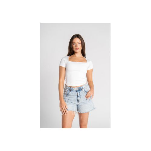 Square Neck Short Sleeve - White