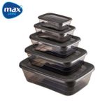 Max Plast طقم علب حفظ الطعام 5 قطع – حاويات تخزين طعام بلاستيك محكمة الغلق – علب ثلاجة متعددة الأحجام لحفظ الأطعمة والخضروات والوجبات
