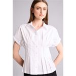 Slim Fit Jacket Collar Poplin Short Sleeve Shirt