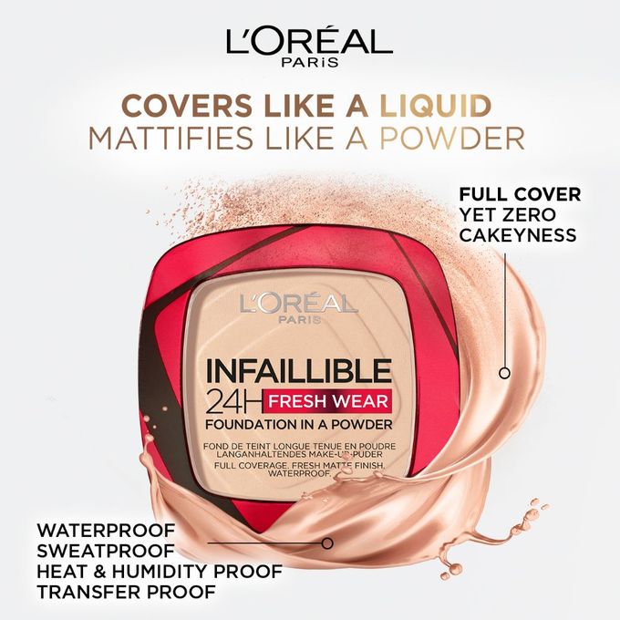 أساس بودرة إنفايبل 24 ساعة بلمسة جديدة 20 عاجي - L'Oreal Paris