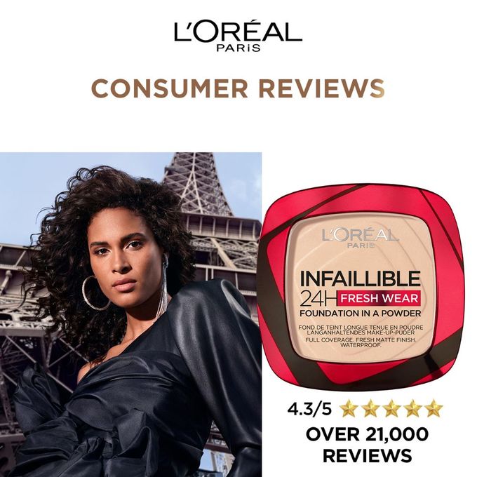 أساس بودرة إنفايبل 24 ساعة بلمسة جديدة 20 عاجي - L'Oreal Paris